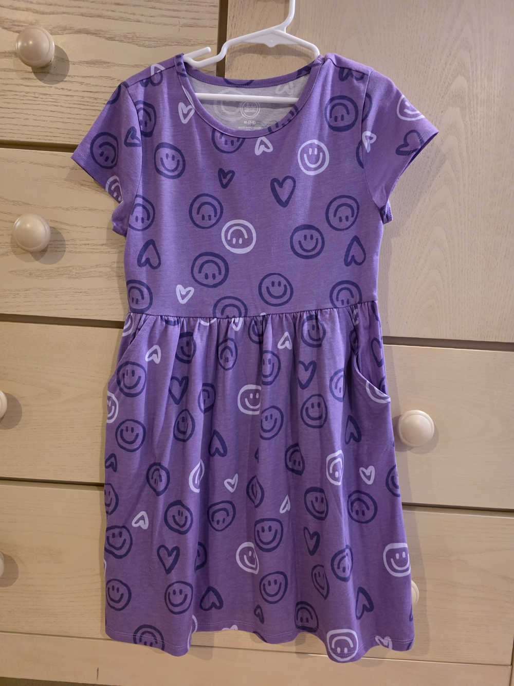 wonder nation Purple Smiley Heart Pocket Dress